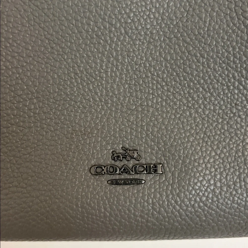 Coach Leather and Suede Shoulder Bag in Dove Gray with Gun Metal Hardware - Picture 2 of 16
